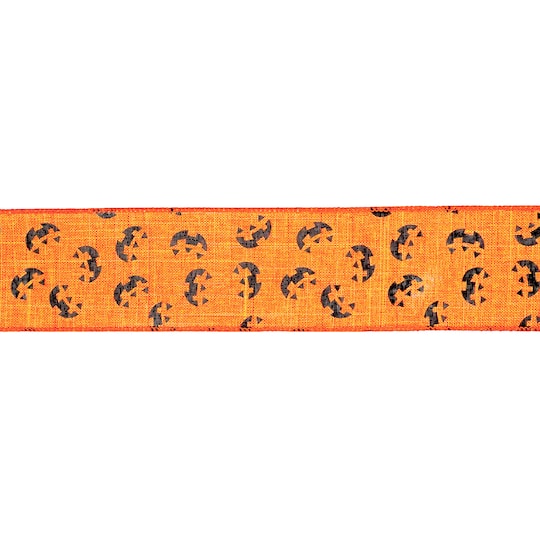 2.5" x 6.6yd. Orange Pumpkin Wired Faux Linen Ribbon by Celebrate It®